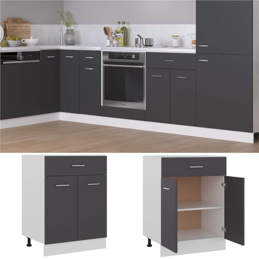 

Kitchen Cabinet Grey 60x46x81.5 cm Chipboard