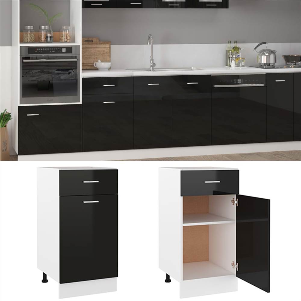 

Kitchen Cabinet High Gloss Black 40x46x81.5 cm Chipboard