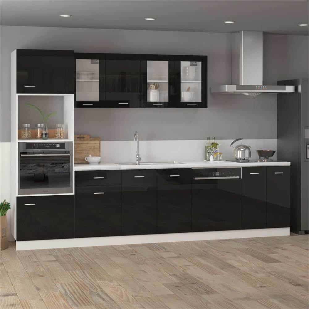 Kitchen Floor Cabinet Base Storage Cabinet Floor Standing Cabinet Bottom Cabinet High Gloss Black 60x46x81.5 cm Chipboard Kitchen Cupboard 