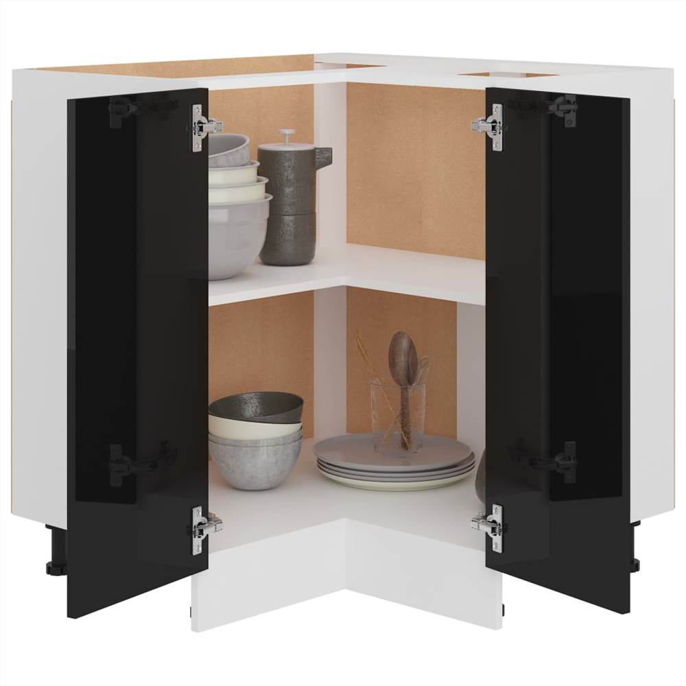 Kitchen Cabinet High Gloss Black 75.5x75.5x80.5 cm Chipboard