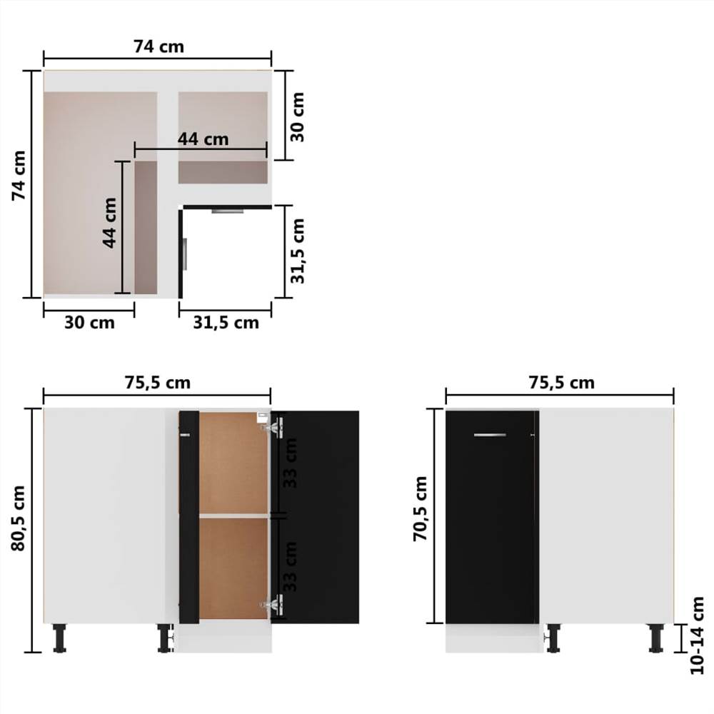Kitchen Cabinet High Gloss Black 75.5x75.5x80.5 cm Chipboard