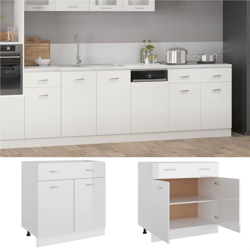 Kitchen Cabinet High Gloss White 80x46x81.5 cm Chipboard