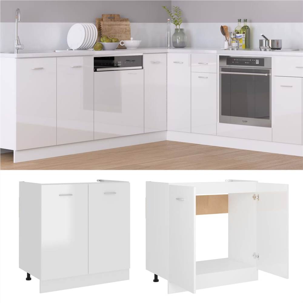 

Kitchen Cabinet High Gloss White 80x46x81.5 cm Chipboard