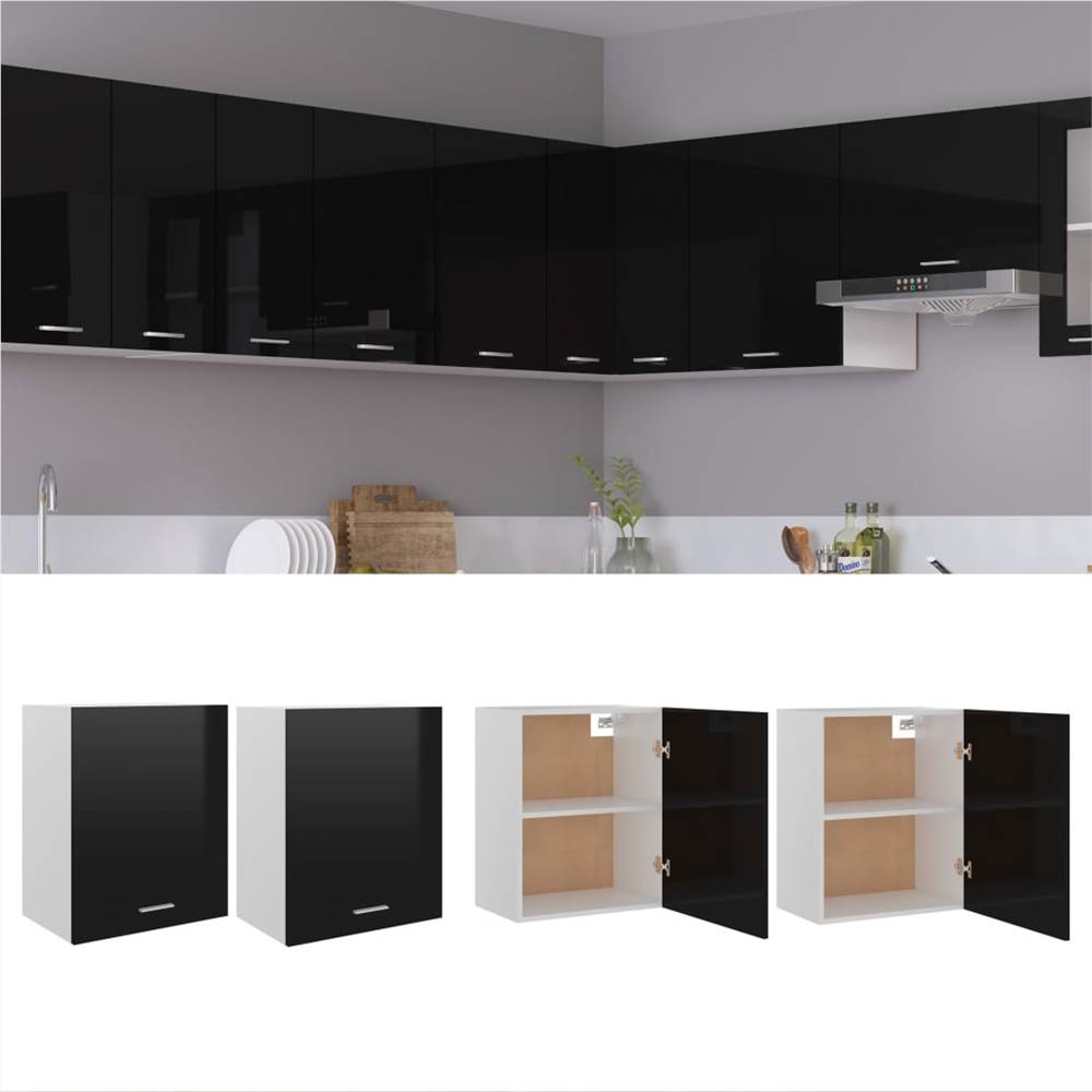 

Kitchen Cabinets 2 pcs High Gloss Black 50x31x60 cm Chipboard