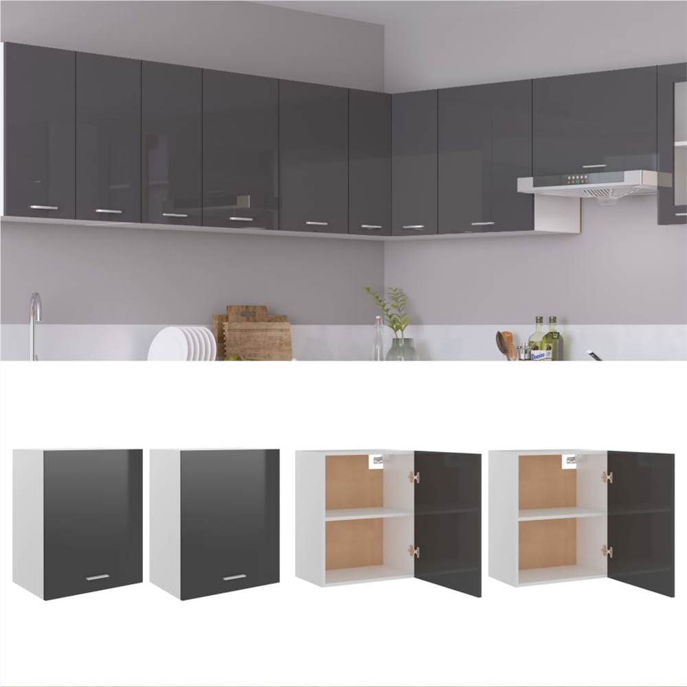 

Kitchen Cabinets 2 pcs High Gloss Grey 50x31x60 cm Chipboard