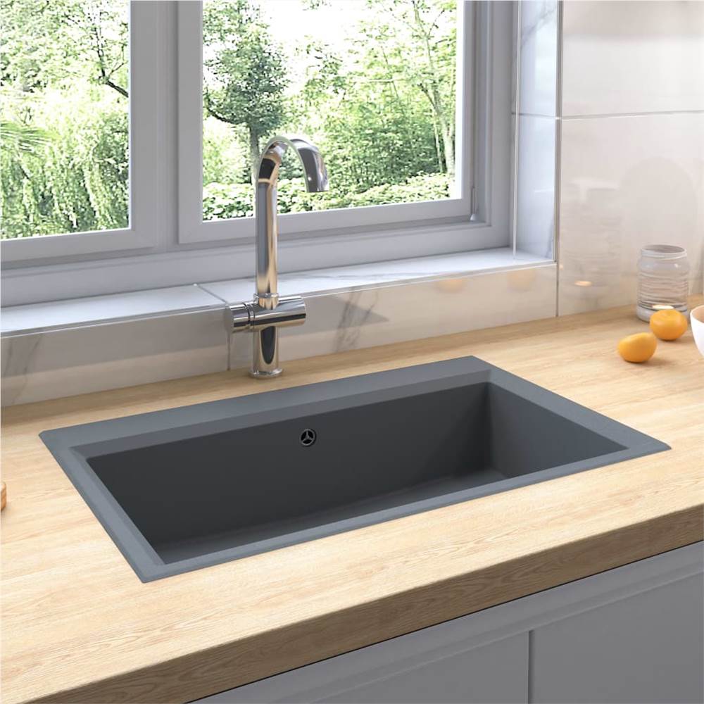 

Kitchen Sink with Overflow Hole Grey Granite