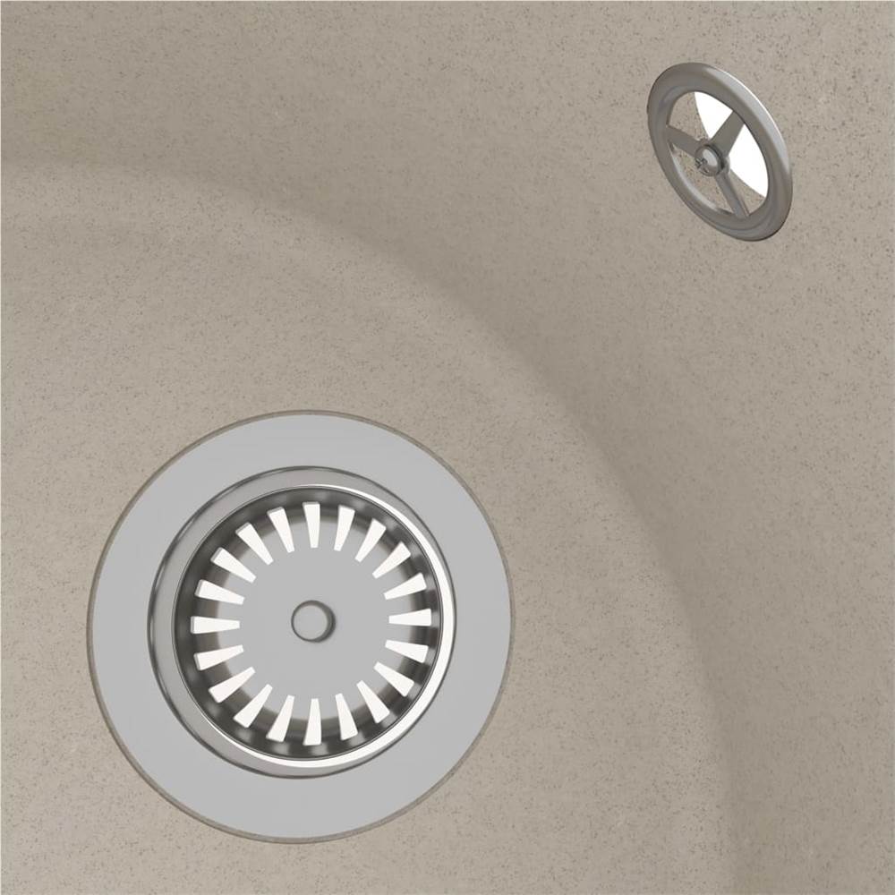 Kitchen Sink with Overflow Hole Oval Beige Granite