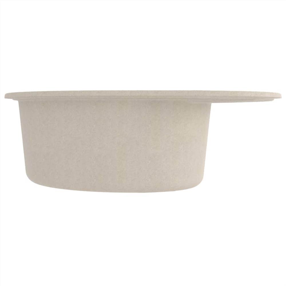Kitchen Sink with Overflow Hole Oval Beige Granite