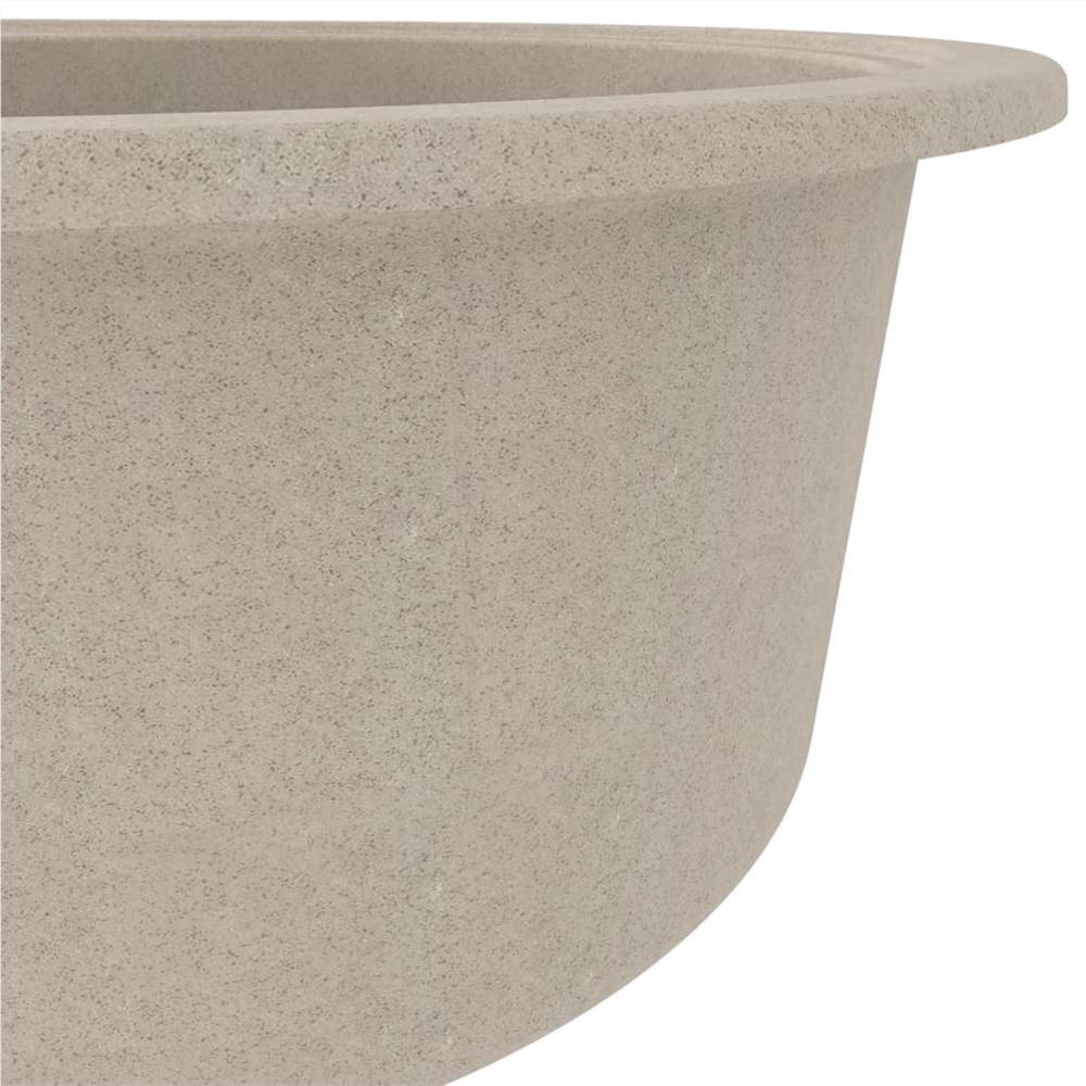 Kitchen Sink with Overflow Hole Oval Beige Granite