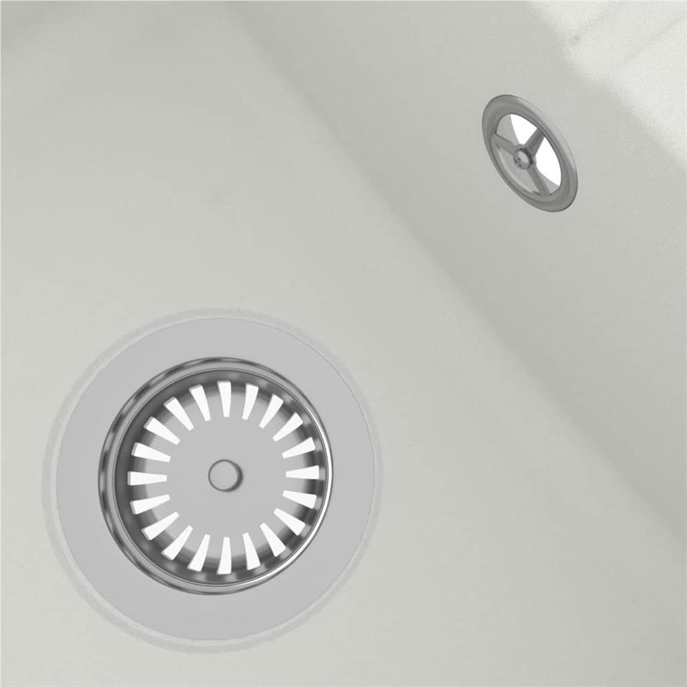 Kitchen Sink with Overflow Hole Oval White Granite