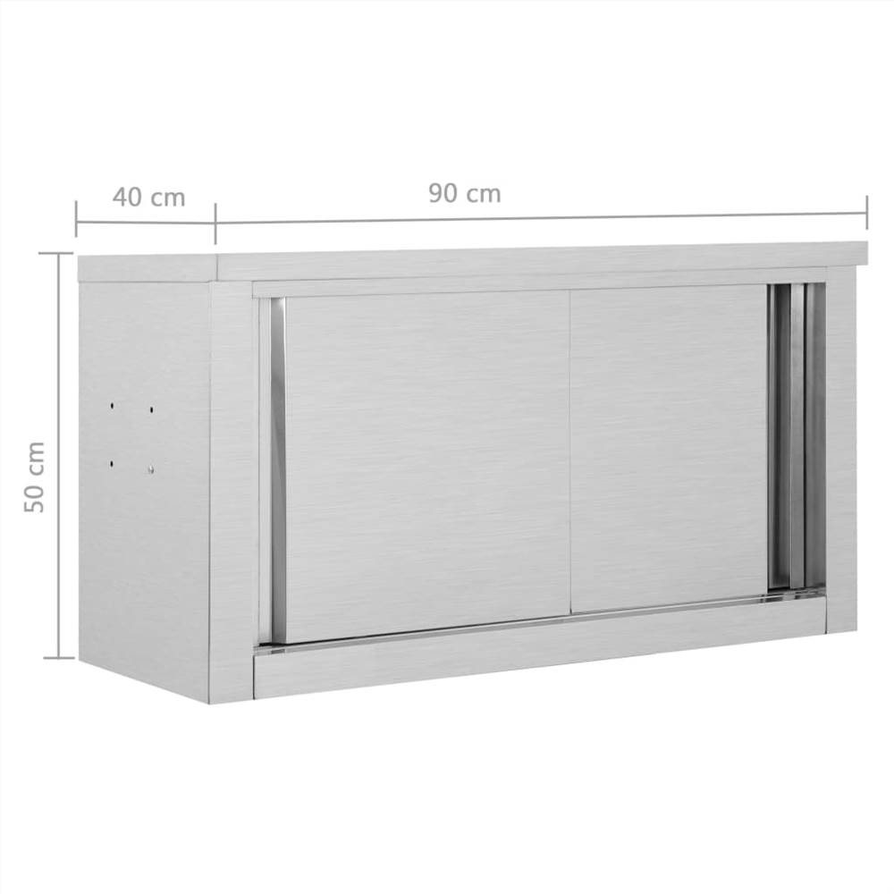 Kitchen Wall with Sliding Doors 90x40x50 cm Stainless Steel