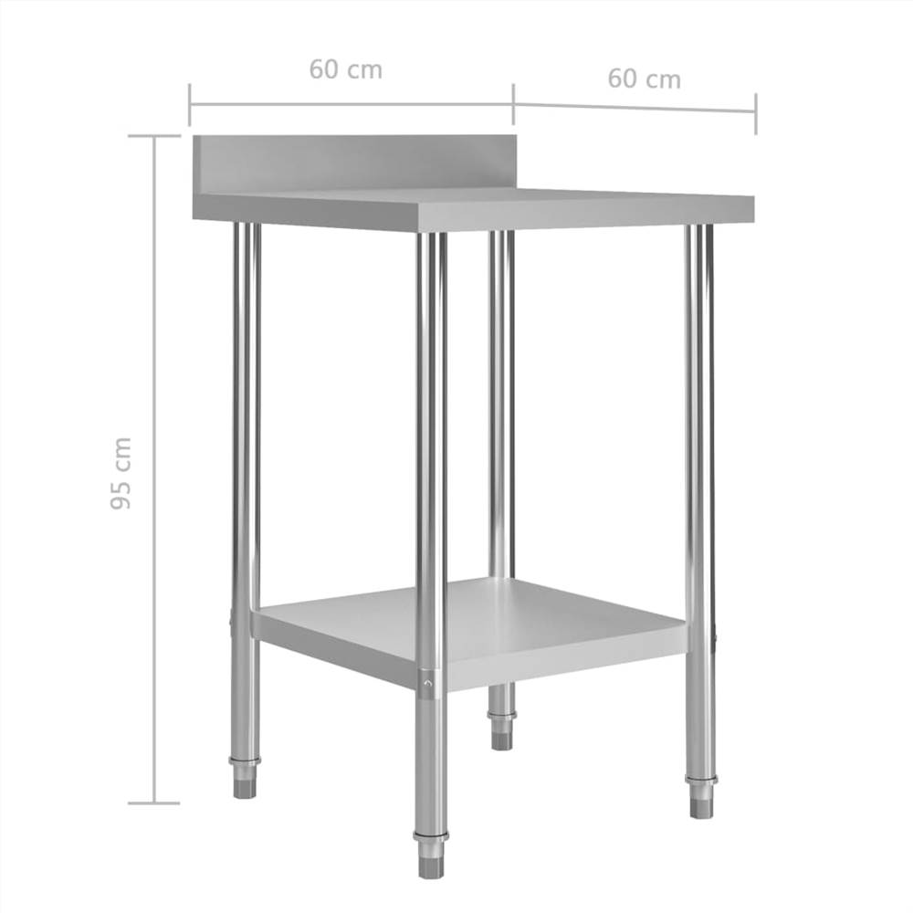 Kitchen Work Table with Backsplash 60x60x93 cm Stainless Steel