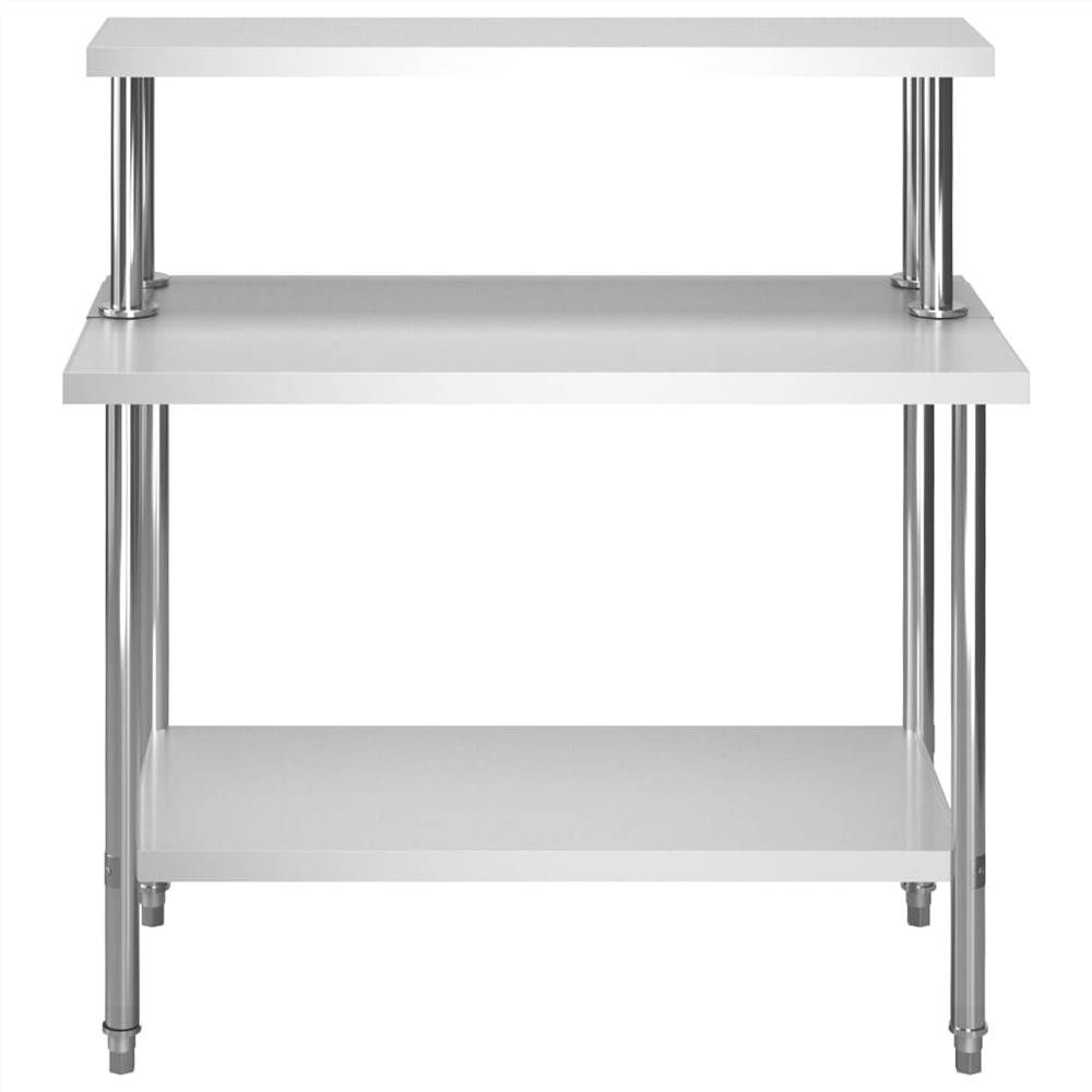 Kitchen Work Table with Overshelf 120x60x120 cm Stainless Steel