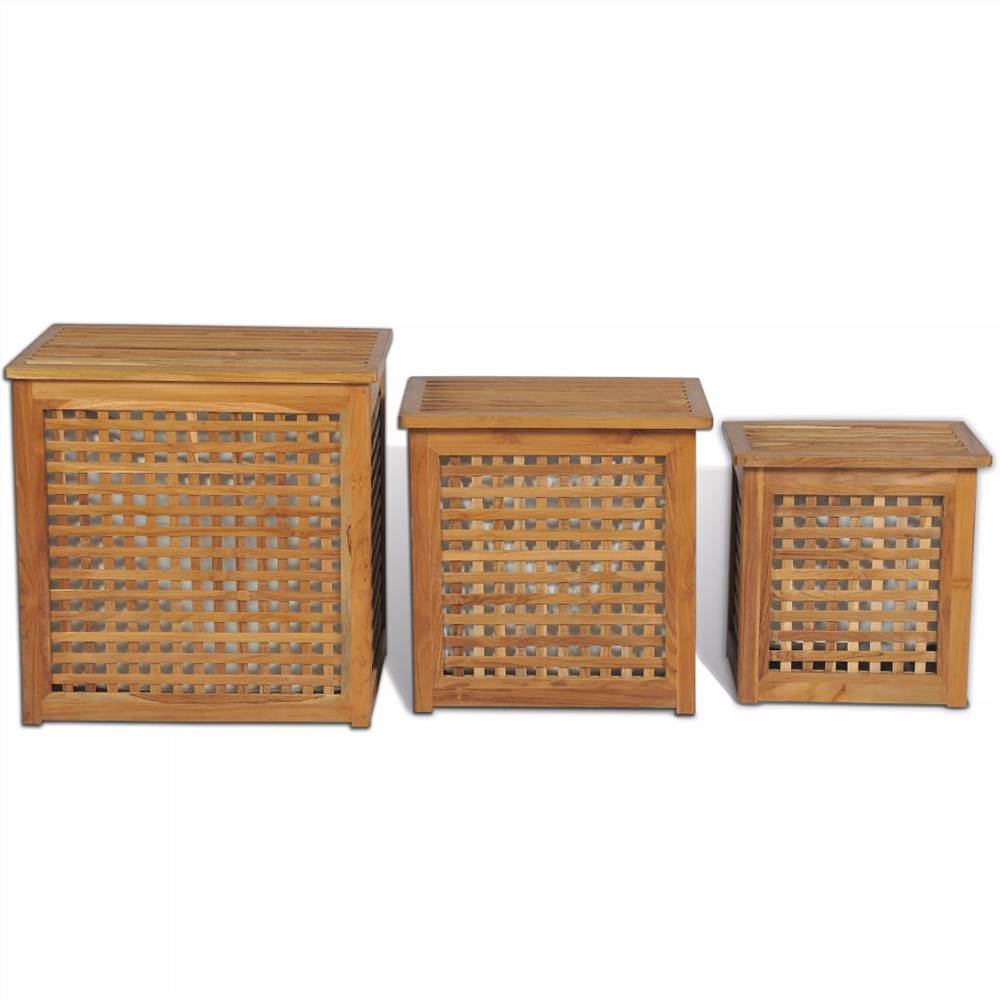 Laundry Box Set 3 Pieces Teak