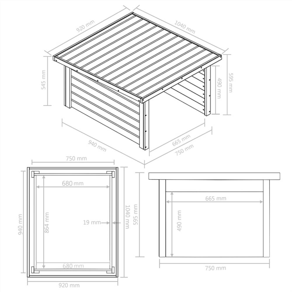 Lawn Mower Garage 92x104x59.5 cm Solid Pine Wood 19 mm