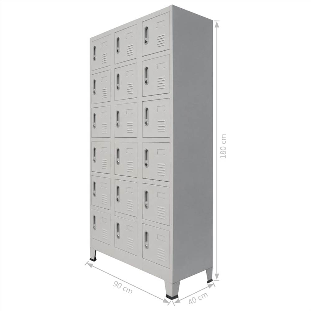 Locker Cabinet With 18 Compartments Metal 90x40x180 Cm 11 Locker Cabinet with 18 Compartments Metal 90x40x180 cm