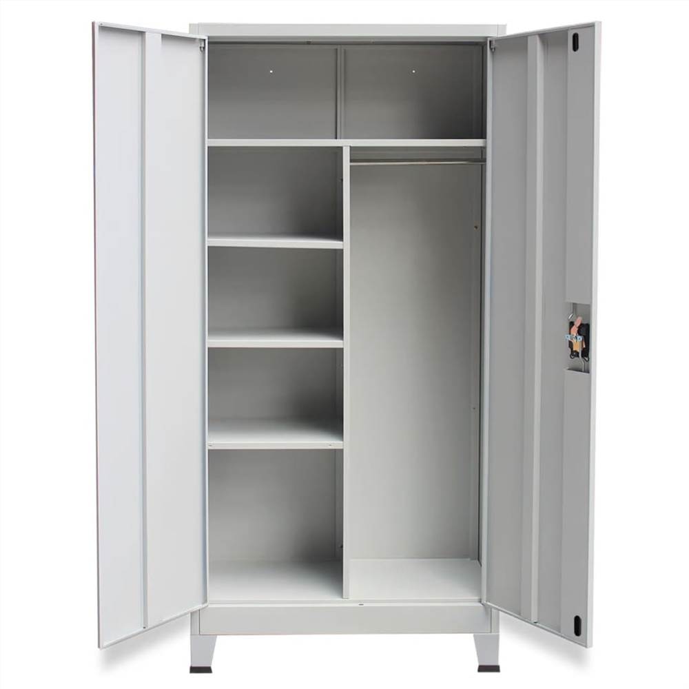 Steel Office File Storage Cabinet Locker Cupboard with 2 Doors 90x40x180 cm 
