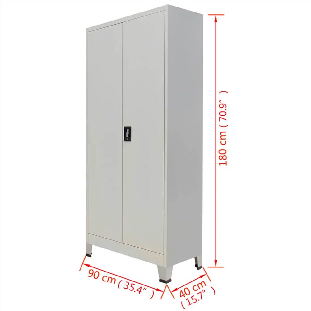 Locker Cabinet with 2 Doors Steel 90x40x180cm Grey