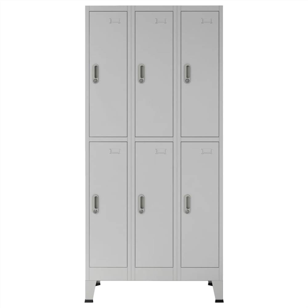 Locker Cabinet with 6 Compartments Steel 90x45x180 cm Grey