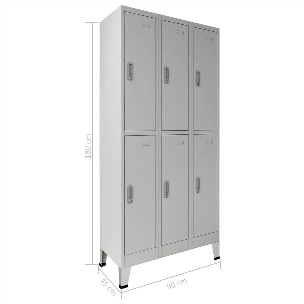 Locker with 6 Compartments Steel 90x45x180 cm Grey