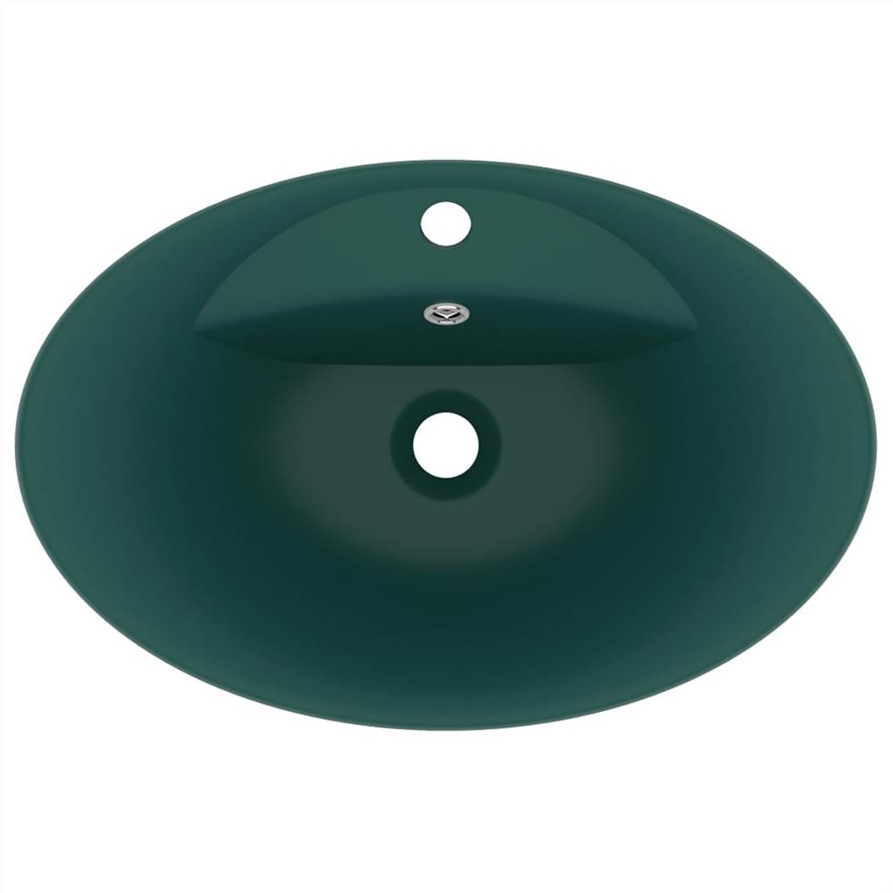 Luxury Basin Overflow Oval Matt Dark Green 58.5x39 cm Ceramic