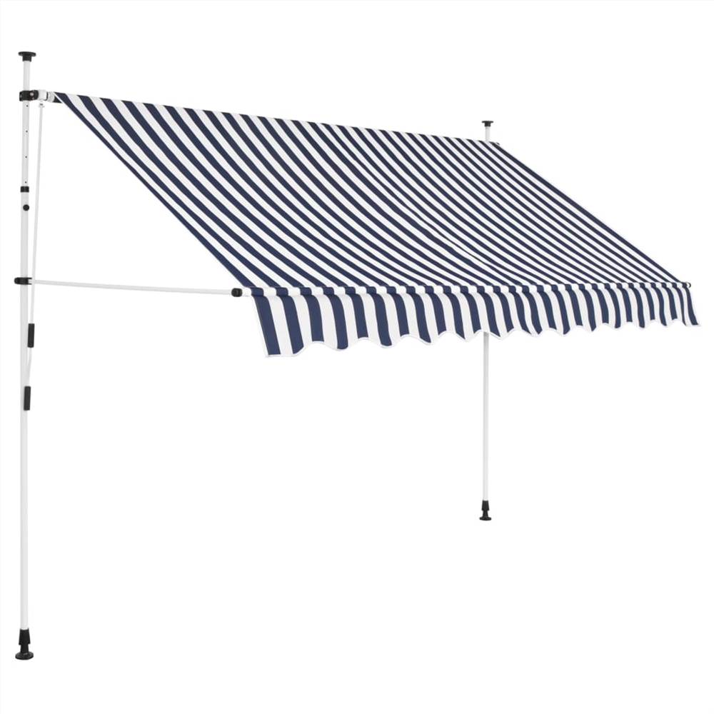 

Manual Retractable Awning 300 cm Blue and White Stripes