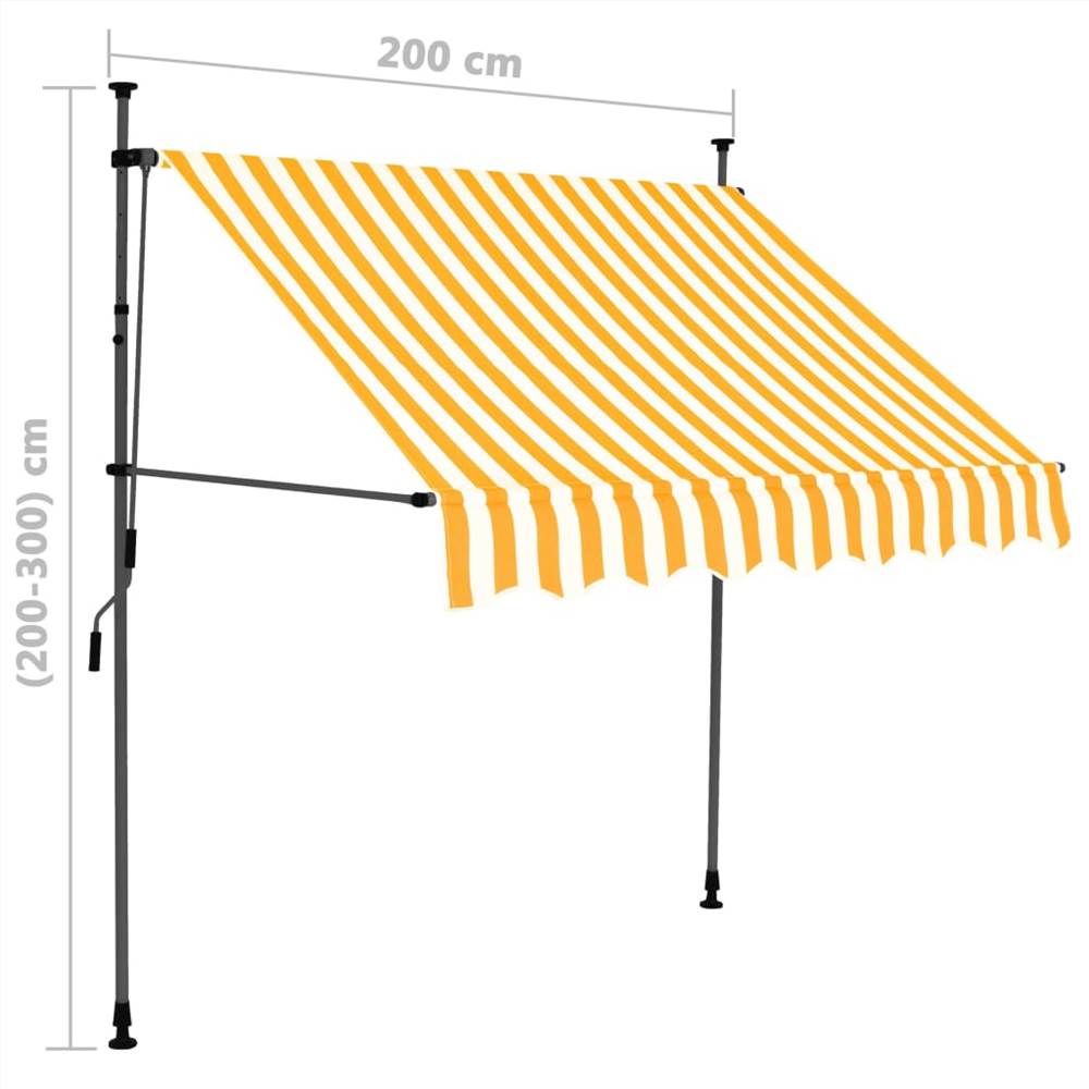 Manual Retractable Awning with LED 200 cm White and Orange