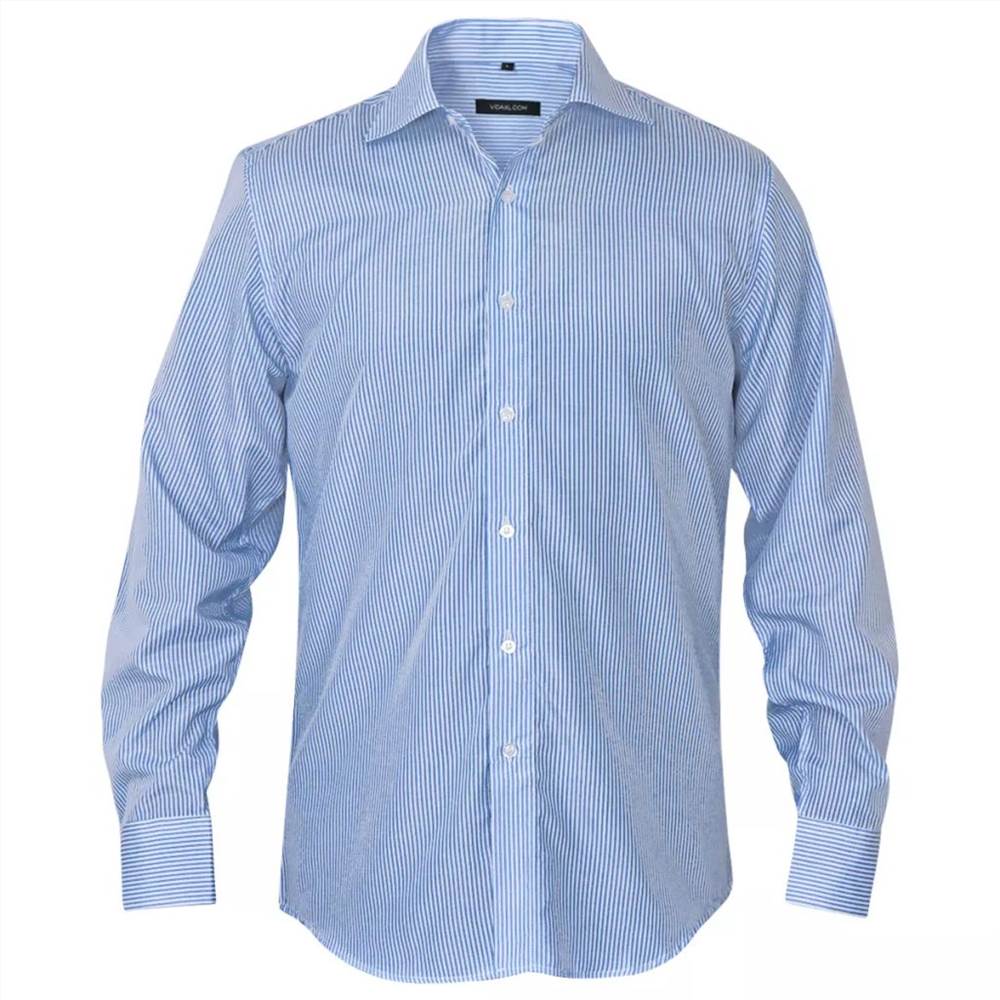 Mens Business Shirt White and Blue Stripe Size S