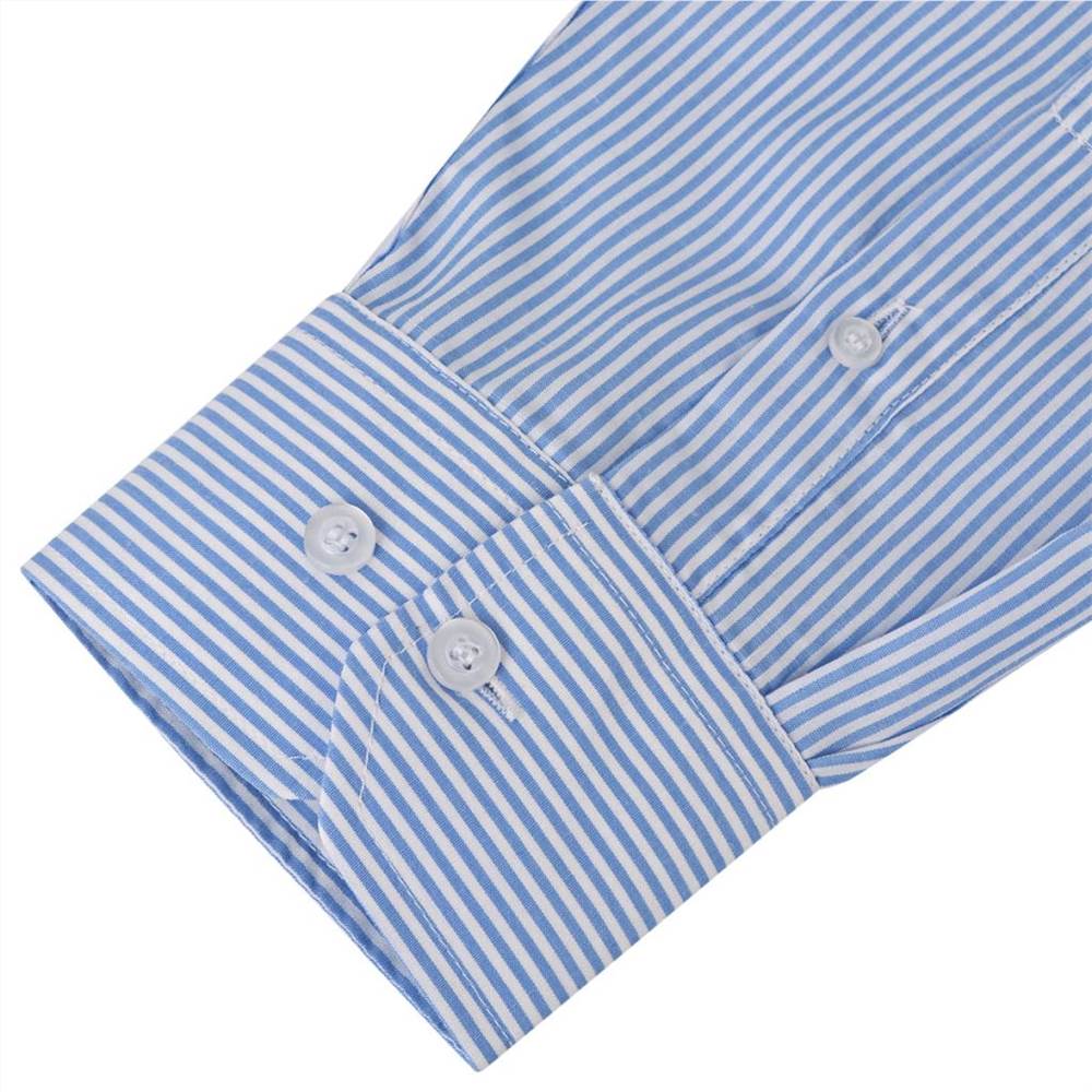 Mens Business Shirt White and Blue Stripe Size S