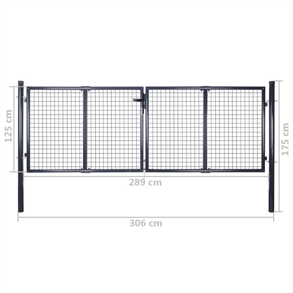 Mesh Garden Gate Galvanised Steel 289x125 cm Grey