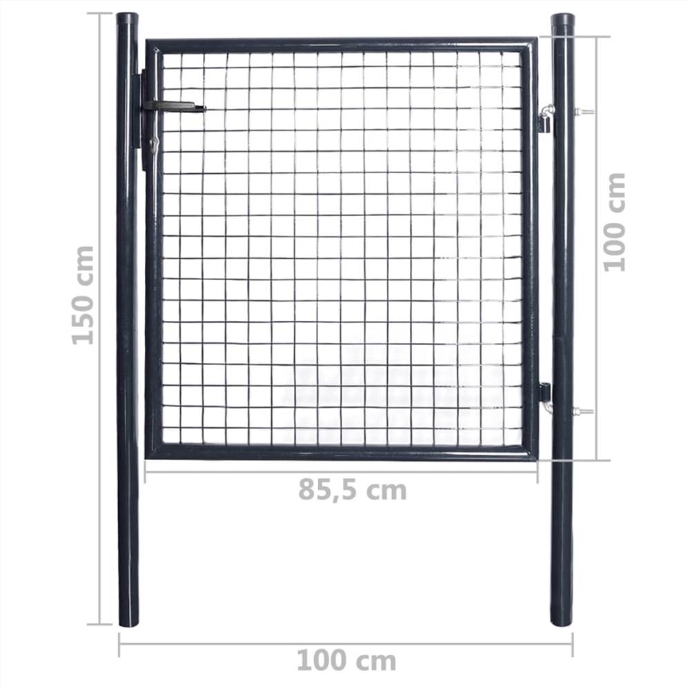 Mesh Garden Gate Galvanised Steel 85.5x100 cm Grey