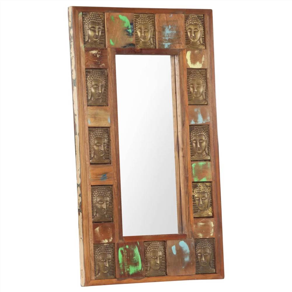 Specchio con rivestimento Buddha 50x80 cm in legno massello di recupero