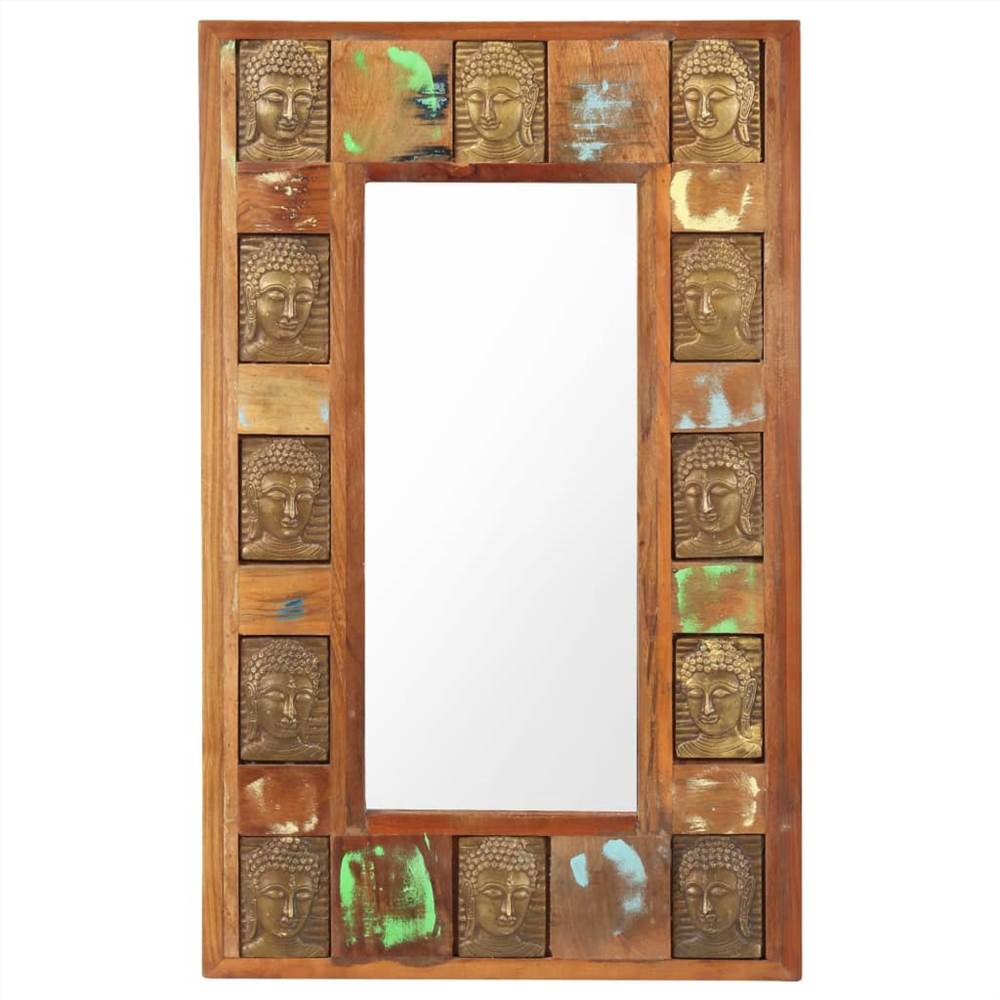 Mirror with Buddha Cladding 50x80 cm Solid Reclaimed Wood