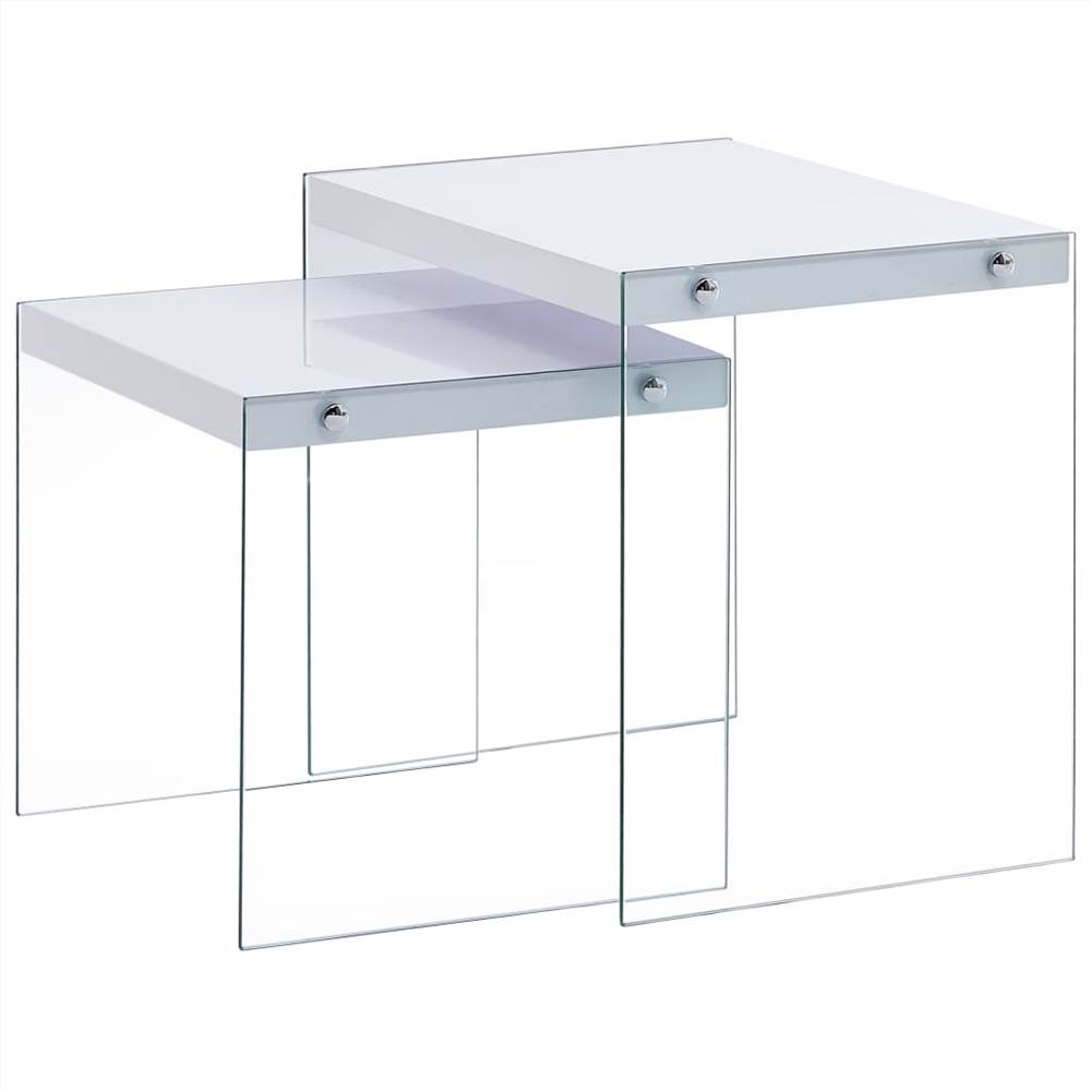 

Nesting Tables 2 pcs White MDF