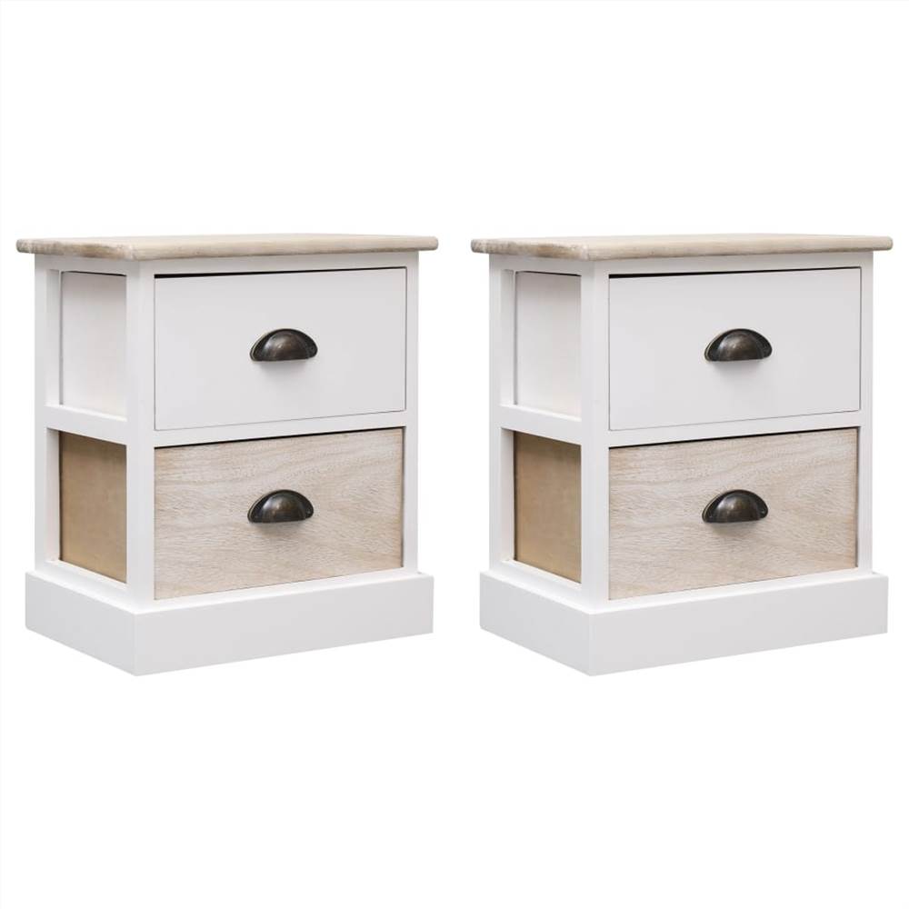 

Nightstands 2 pcs White and Natural 38x28x45 cm Paulownia Wood