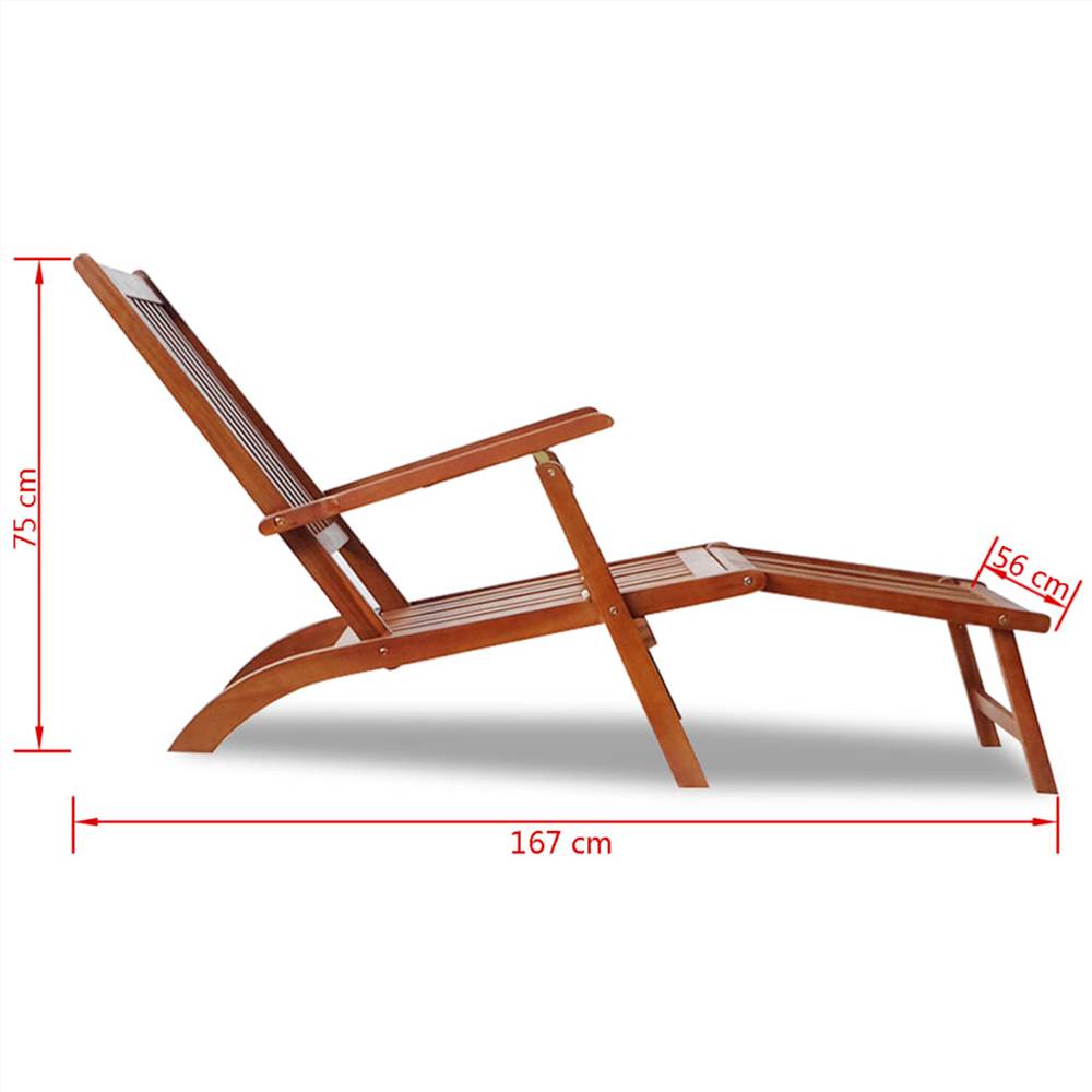 Outdoor Deck Chair with Footrest Solid Acacia Wood
