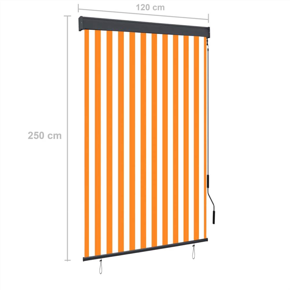 Outdoor Roller Blind 120x250 cm White and Orange