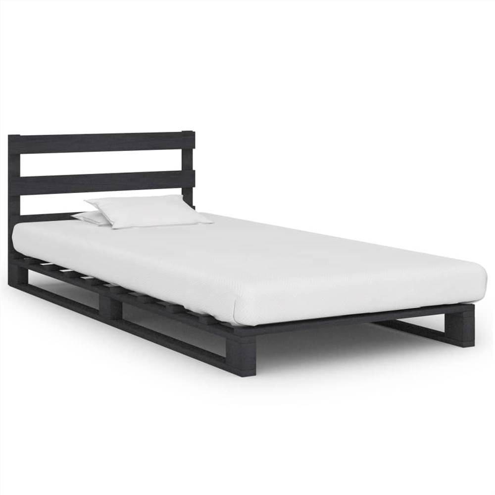 Pallet Bed Frame Grey Solid Pine Wood 90x200 cm