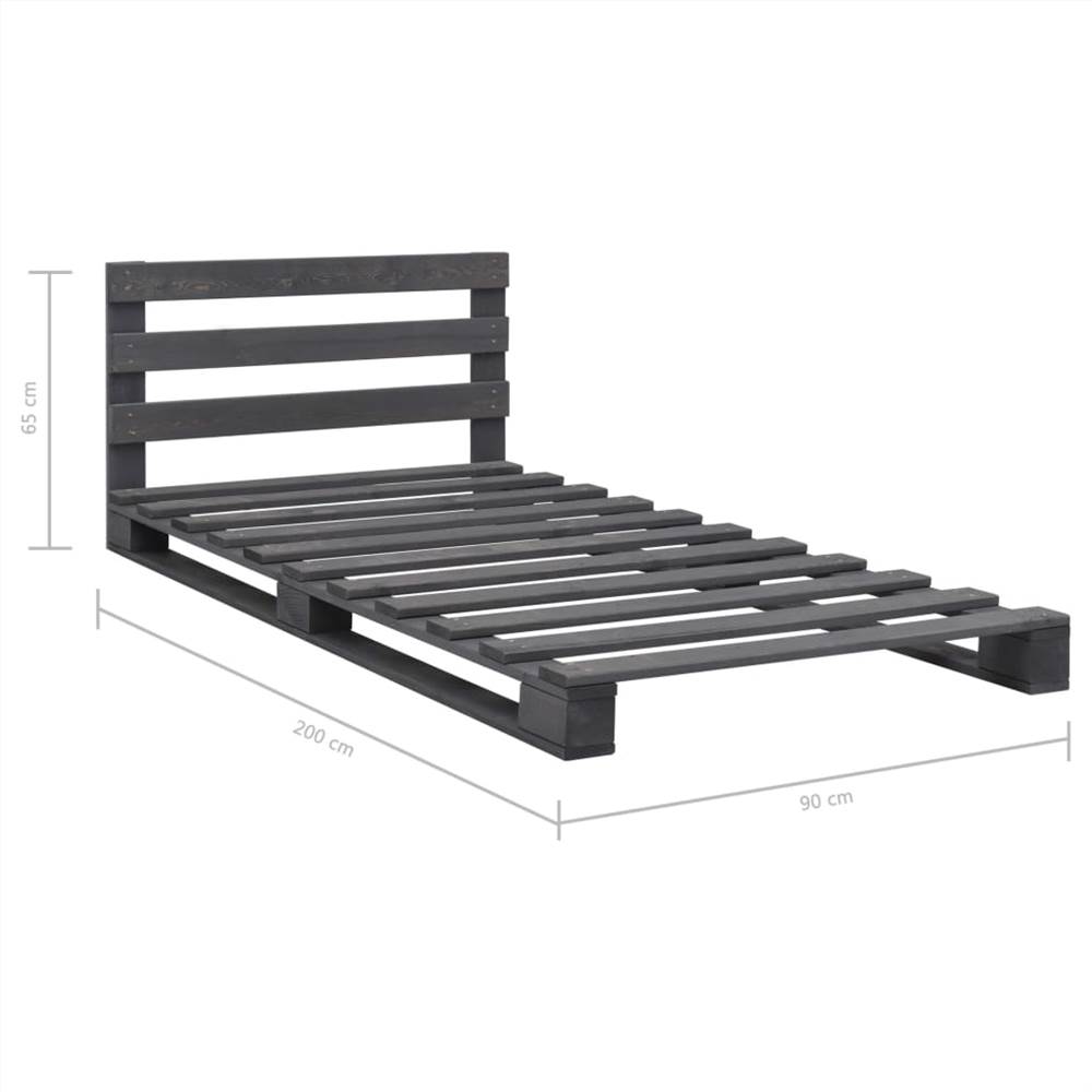 Pallet Bed Frame Grey Solid Pine Wood 90x200 cm