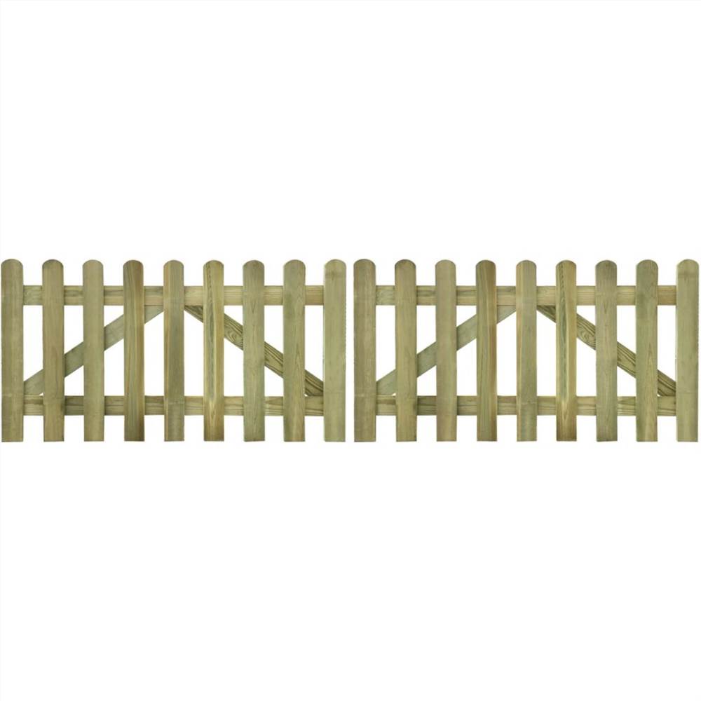 

Picket Fence Gate 2 pcs Impregnated Wood 300x80 cm