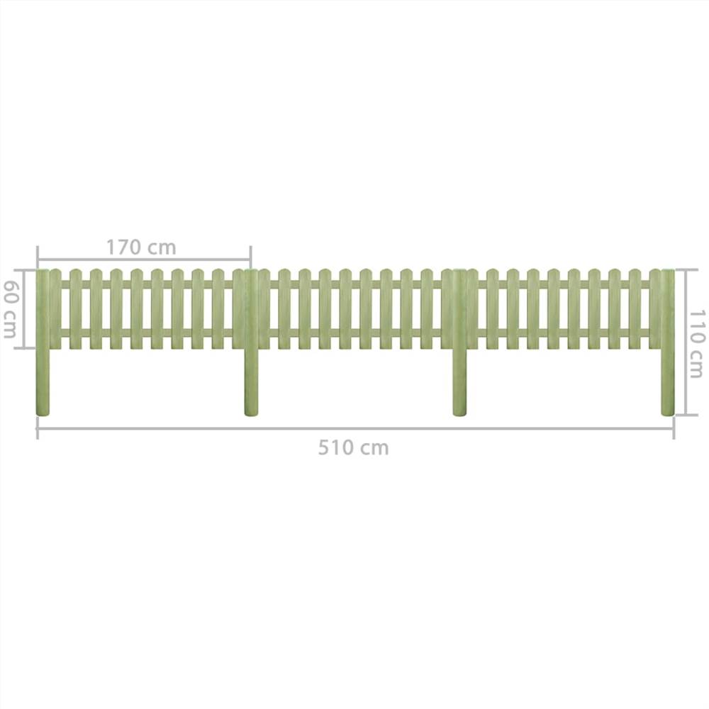 Picket Fence Impregnated Pinewood 5.1 m 110 cm 6/9cm