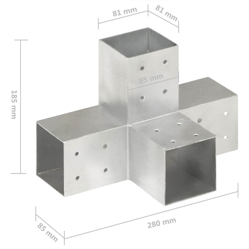 Post Connector X Shape Galvanised Metal 81x81 Mm 13 Post Connector X Shape Galvanised Metal 81x81 mm