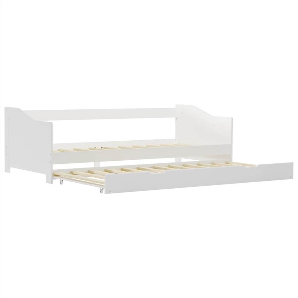 Pullout Sofa Bed Frame White Pinewood 90x200 cm