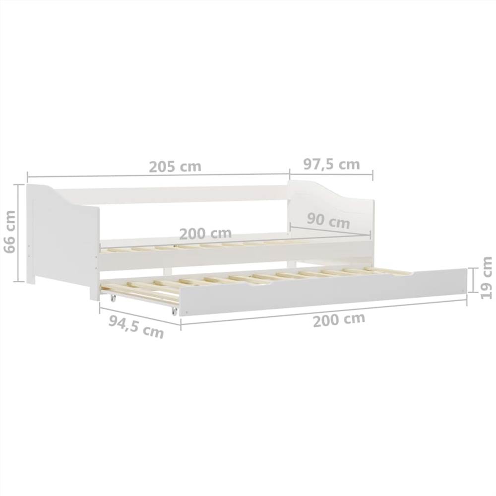 Pull-out Sofa Bed Frame White Pinewood 90x200 cm