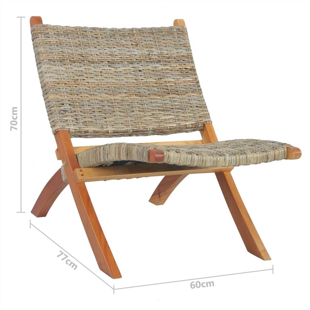 Relaxing Chair Natural Kubu Rattan and Solid Mahogany Wood