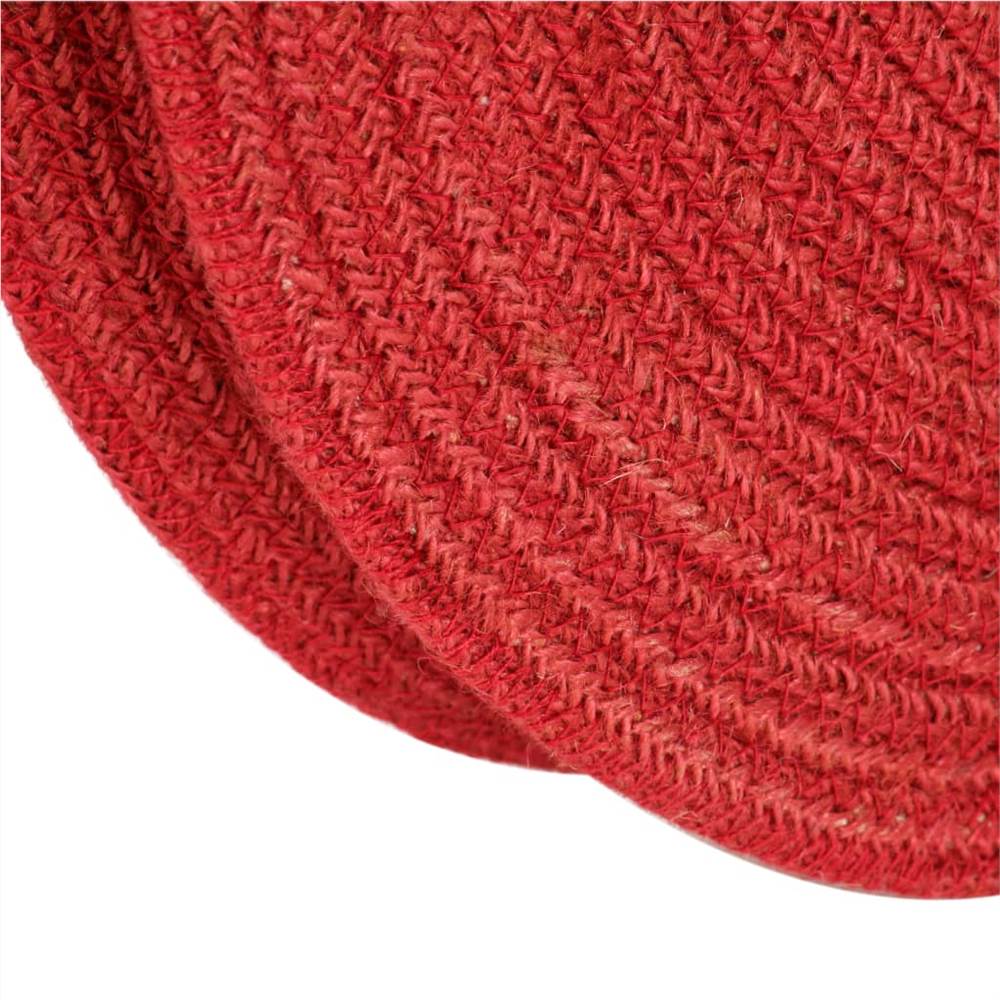 Round Shoulder Bag Rust Red Handmade Jute