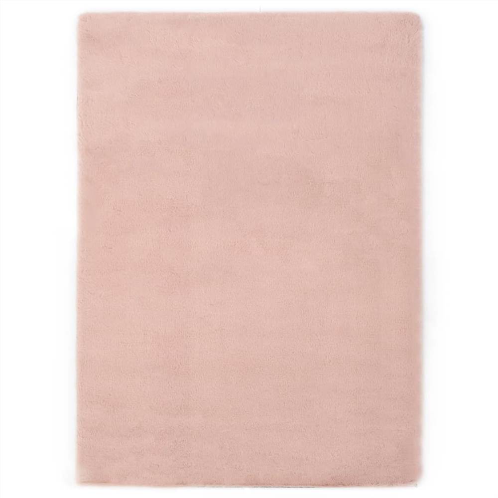 Tappeto 80x150 cm finta pelliccia di coniglio rosa antico