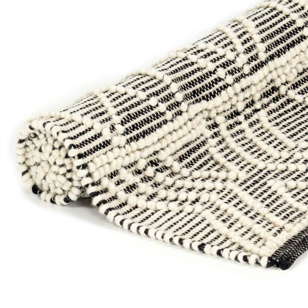 Rug Handwoven Wool 160x230 cm Black/White
