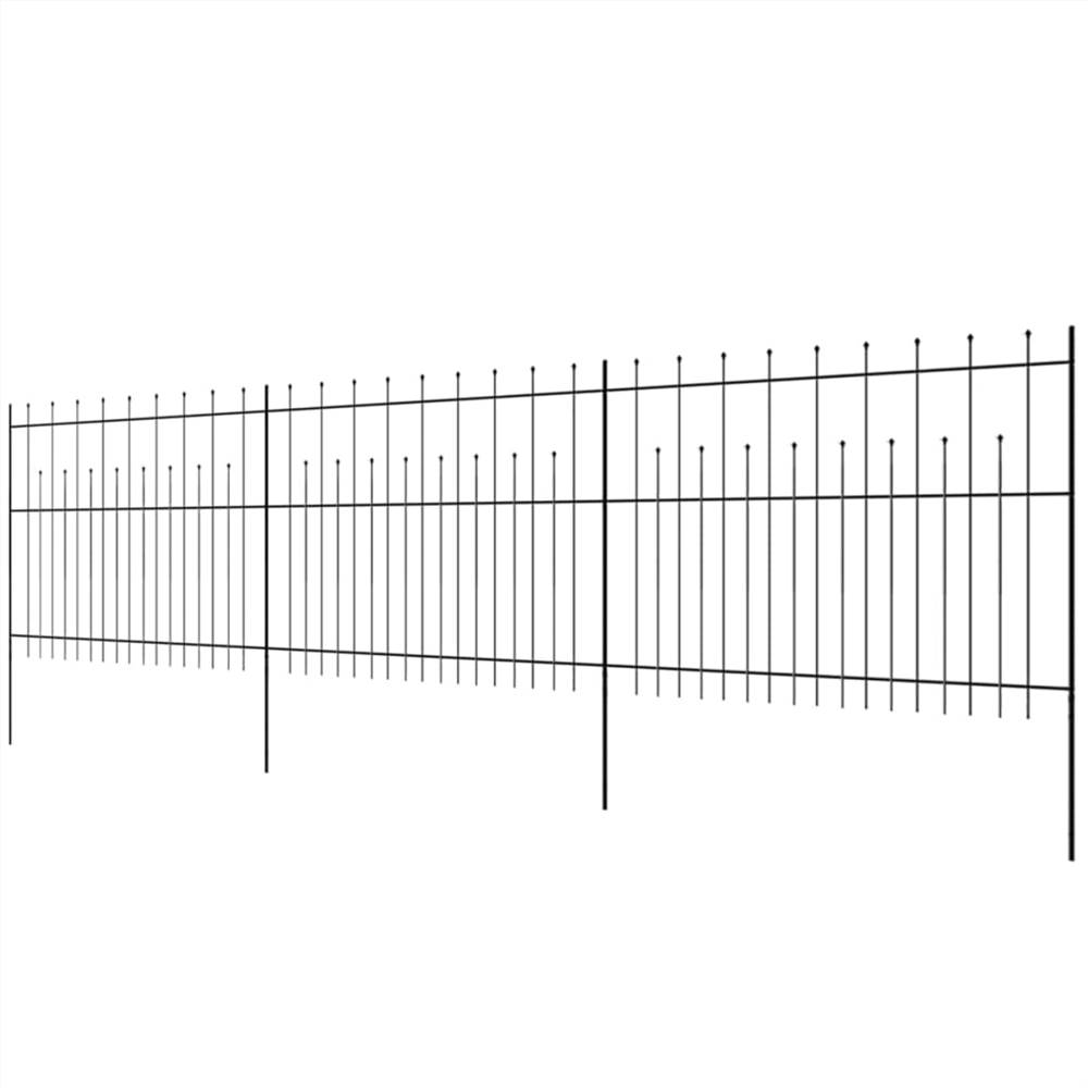 Security Palisade Fence with Pointed Top Steel 600x150 cm Black
