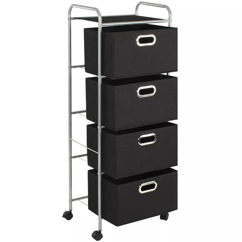 Shelving Unit with 4 Storage Boxes Steel and Nonwoven Fabric